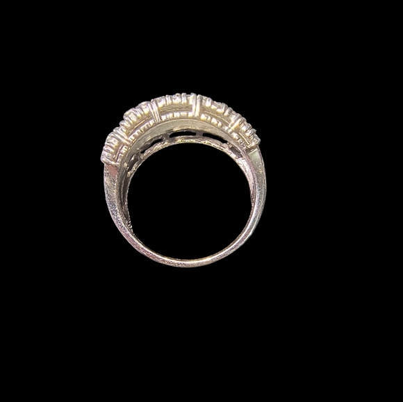 Joseph Esposito Chunky Two-tone Hammered CZ and Sterling Silver Ring - Picture 5 of 12